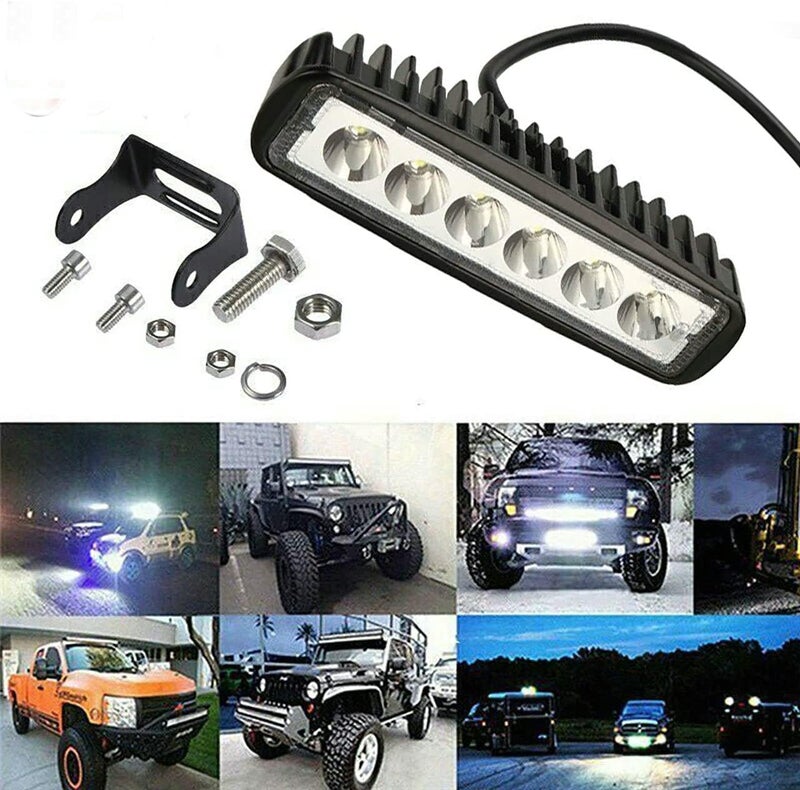 Yibid Motorcycle 18W LED Driving Work Front Fog Head Light Lamp with 3 Wire Flashing Brake Replacement for Bobber Cafe Racer Cruiser ATV Vessels Off-Road Vehicles Trucks Fire Engines SUV ATV 4WD Car - Image 2
